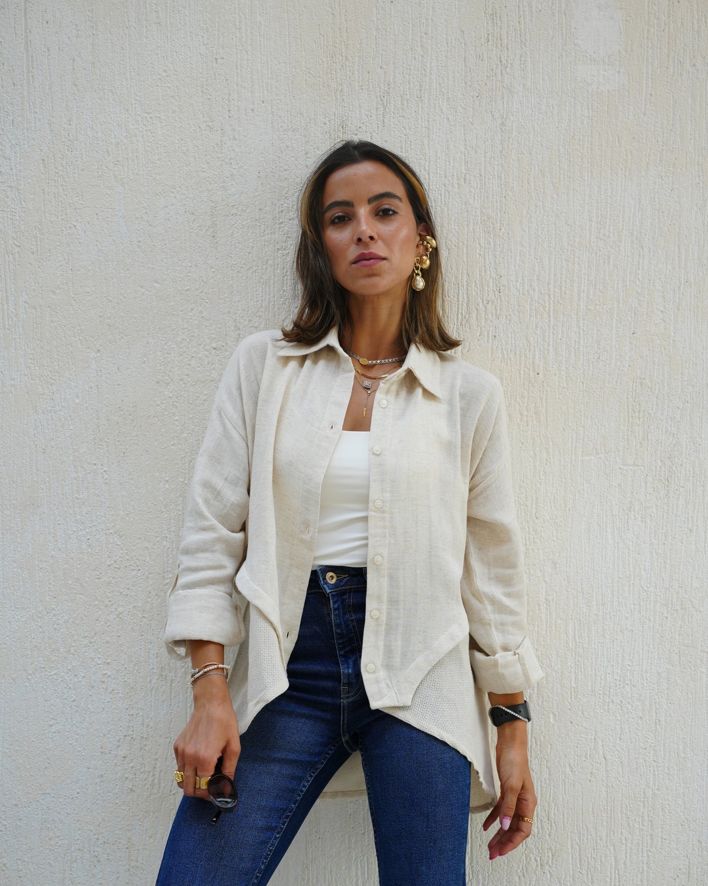 Split Beige Shirt