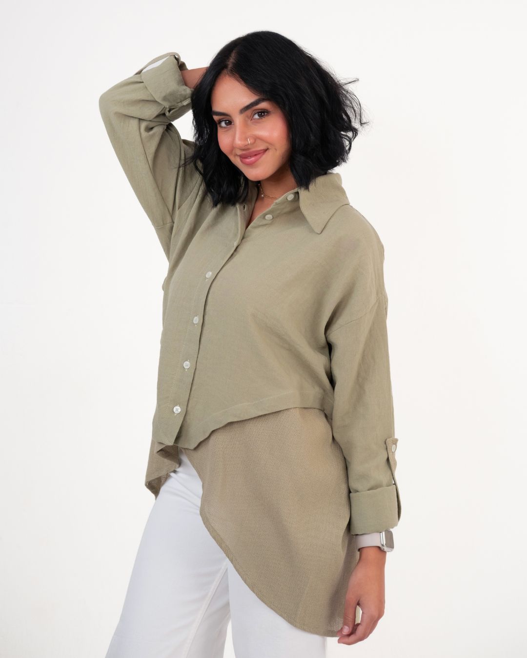 Split Sage Olive Shirt