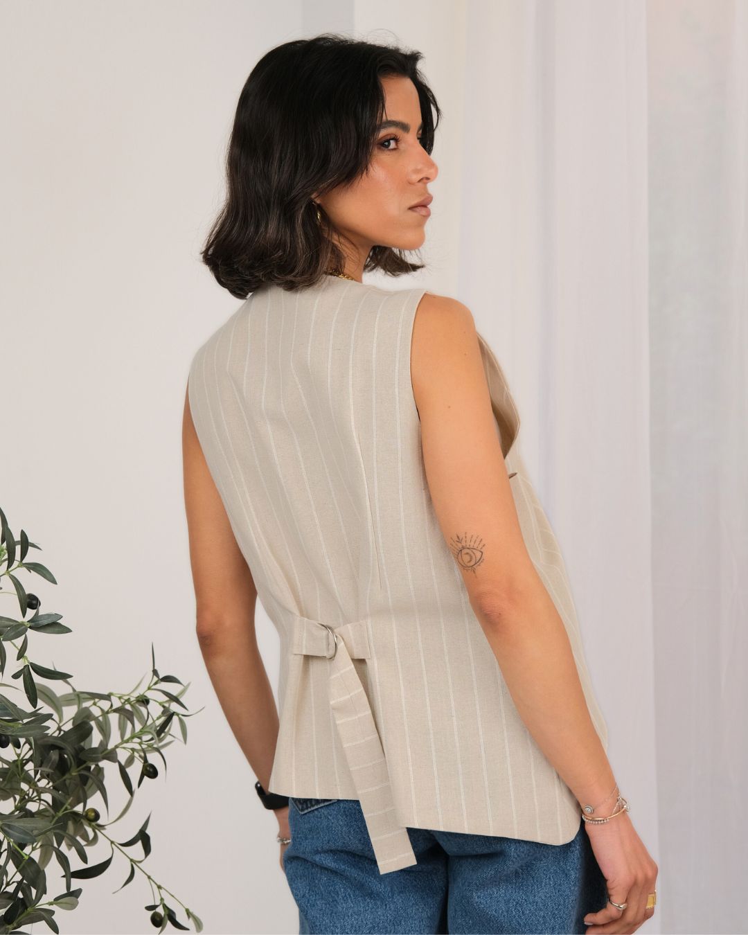 Asymmetric Linen Vest