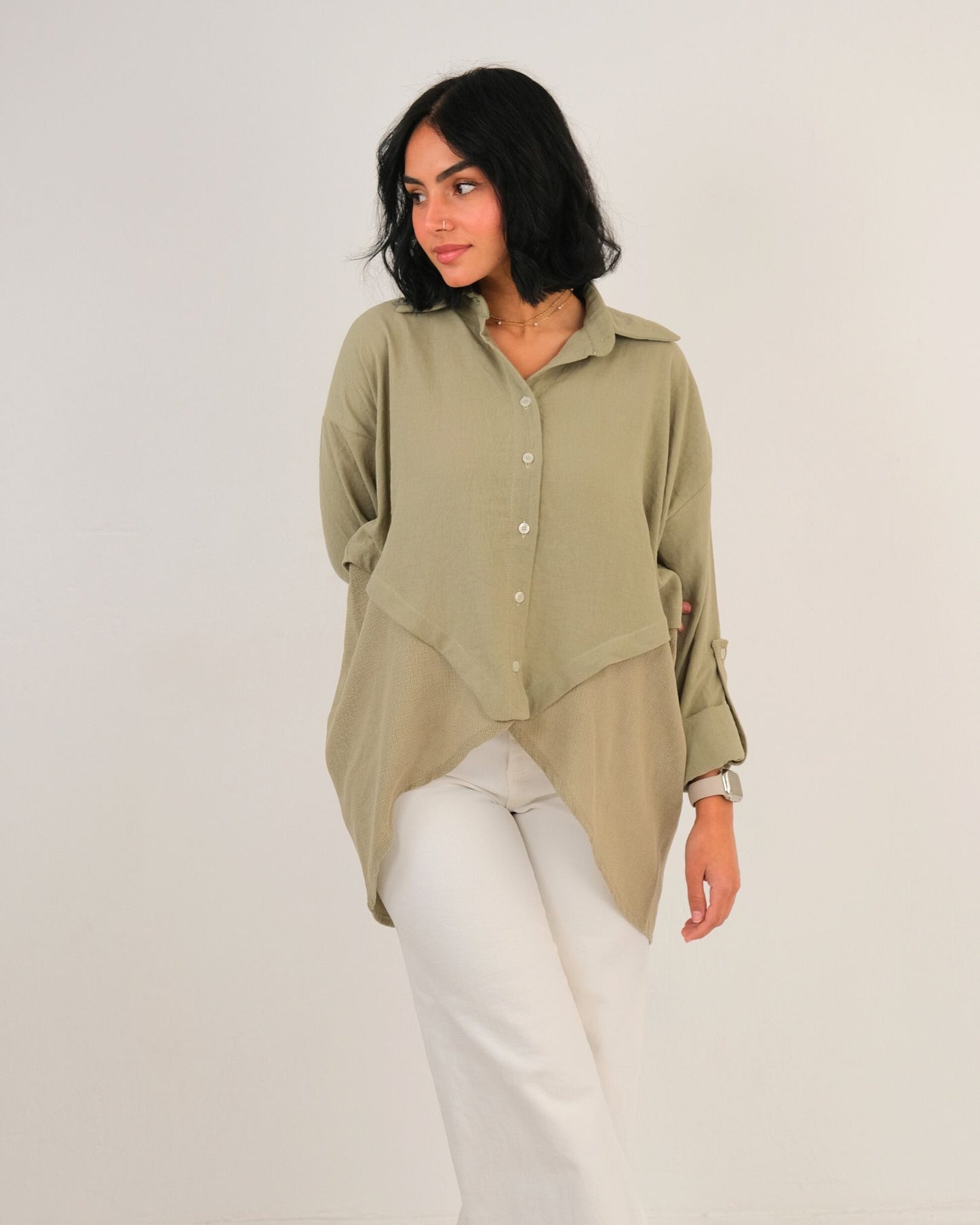 Split Sage Olive Shirt