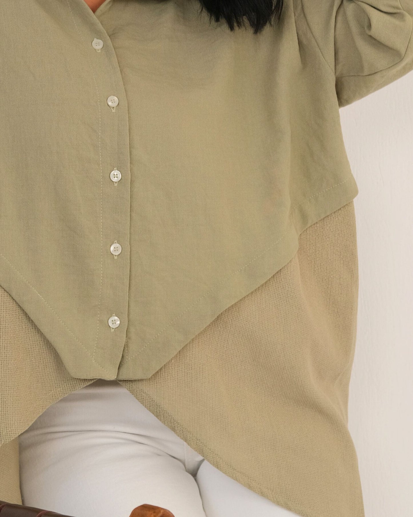 Split Sage Olive Shirt