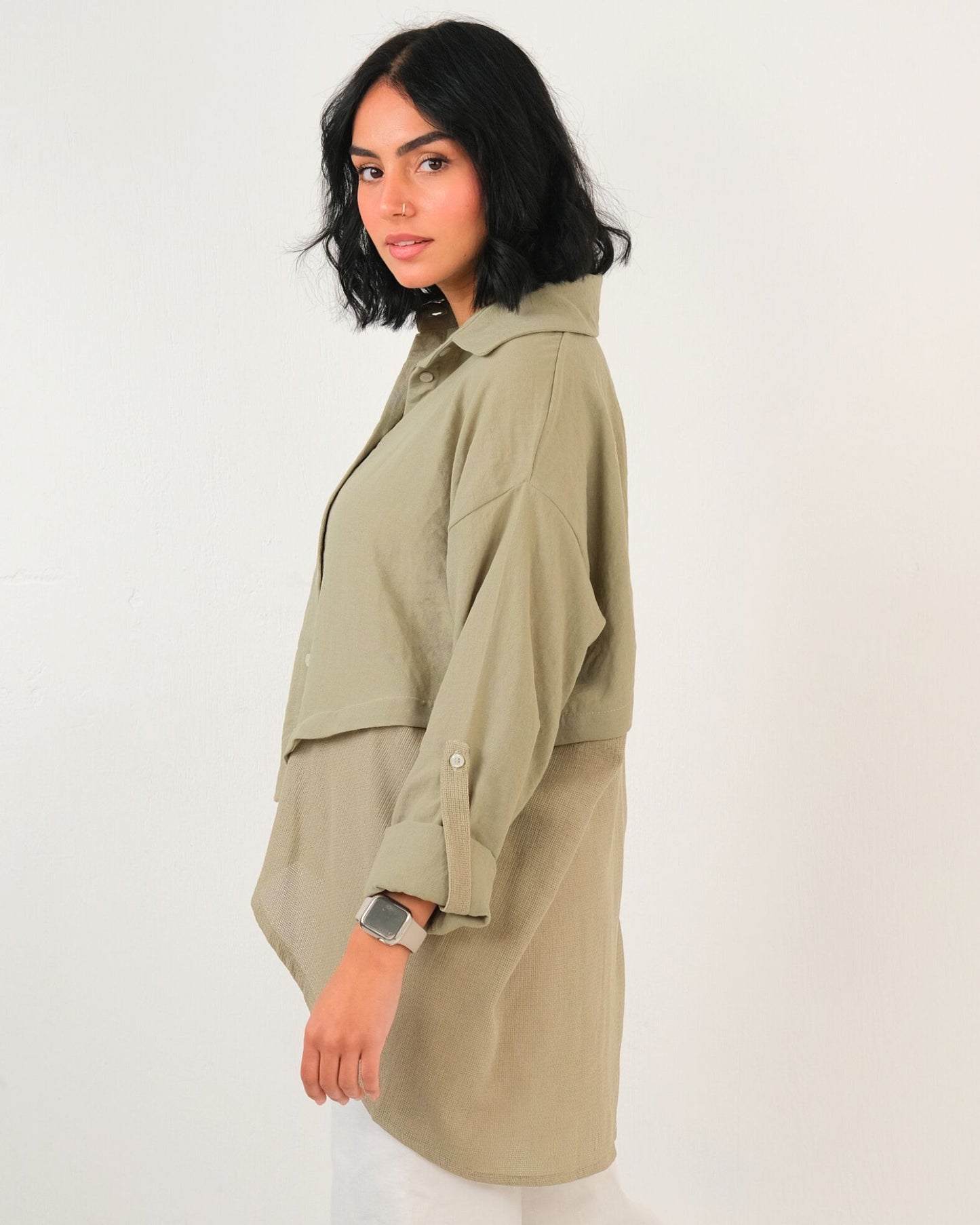 Split Sage Olive Shirt