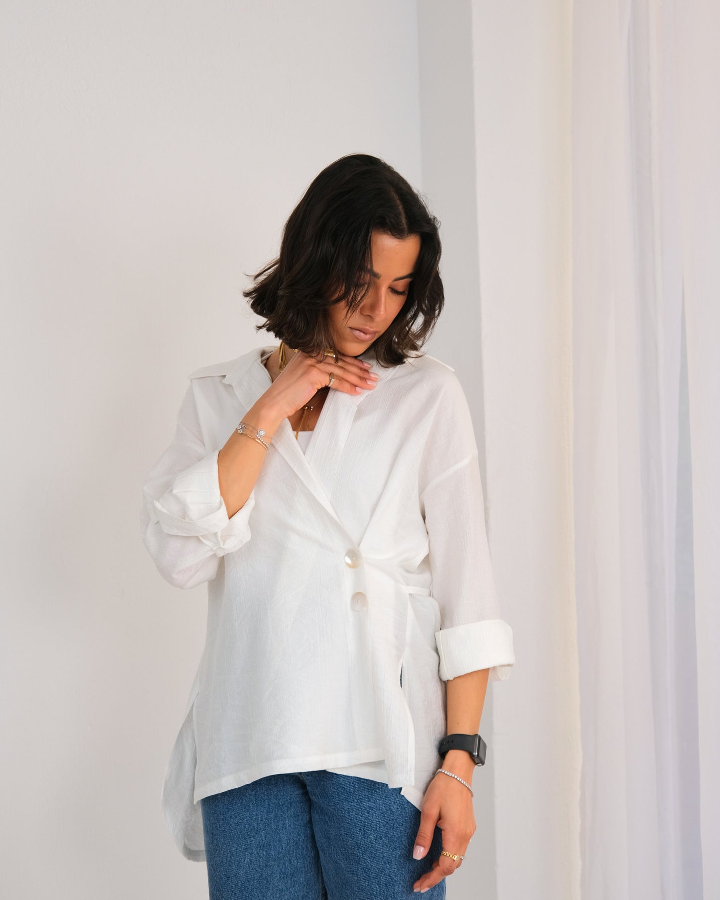 Side Wrap Shirt in White