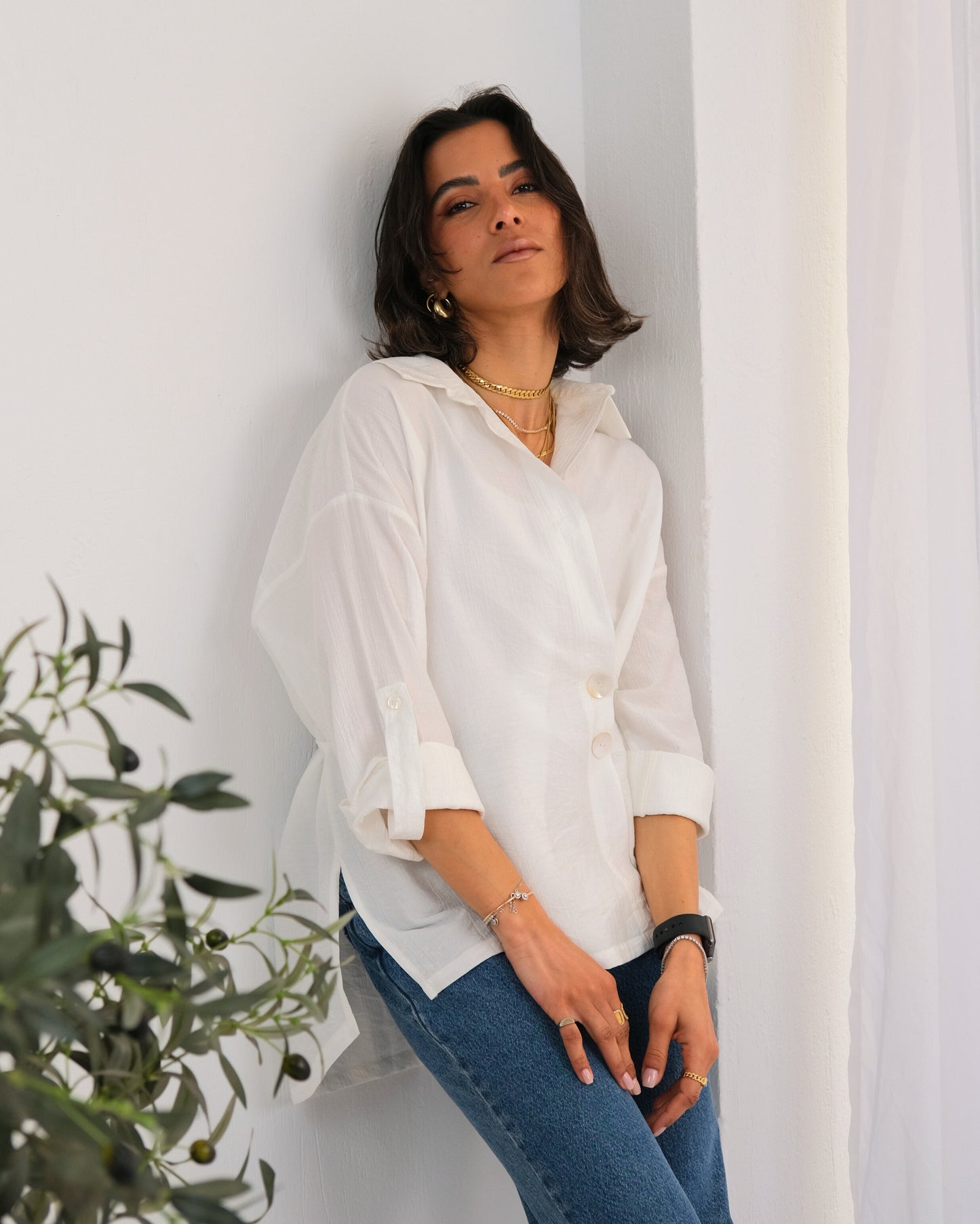 Side Wrap Shirt in White