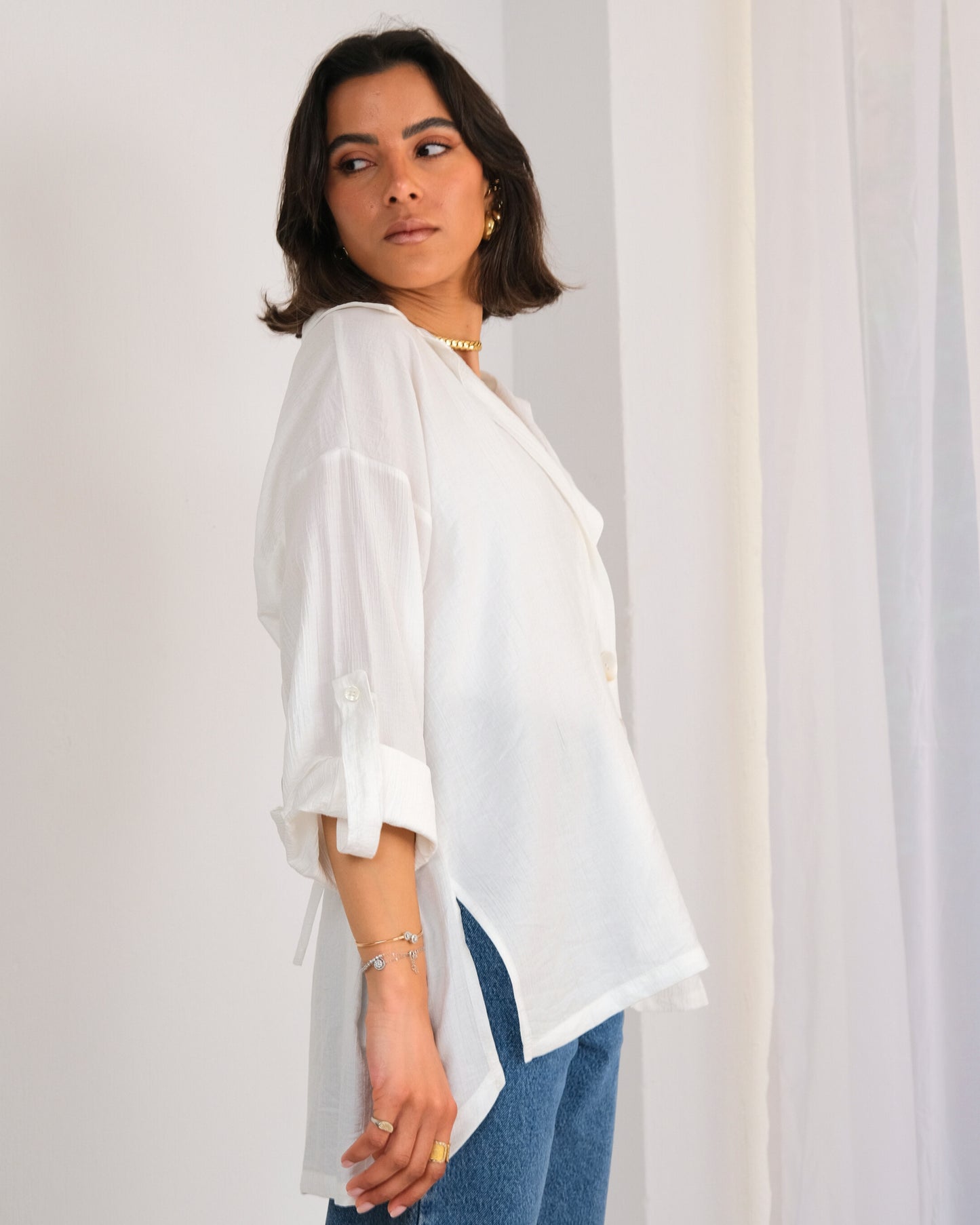 Side Wrap Shirt in White