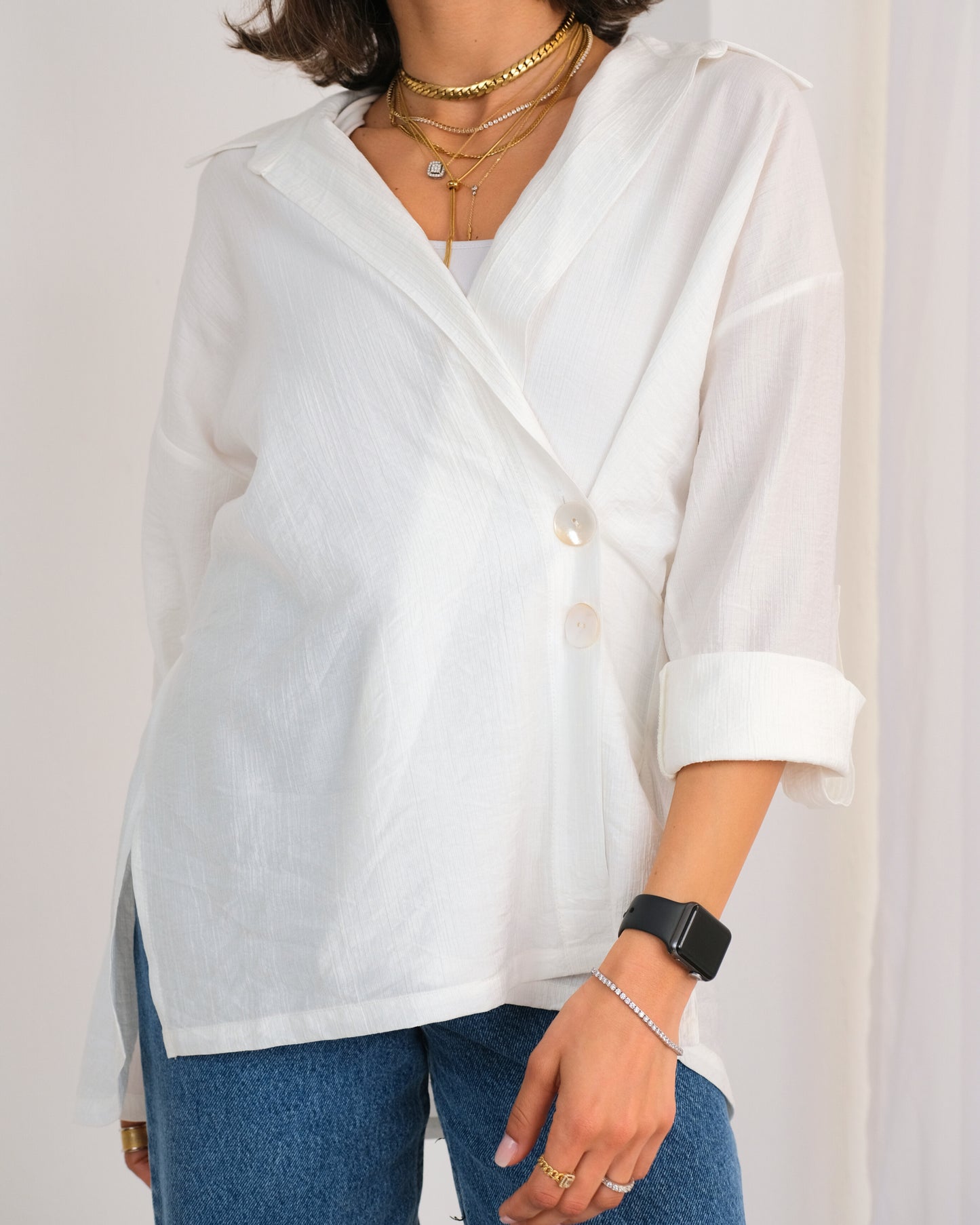 Side Wrap Shirt in White