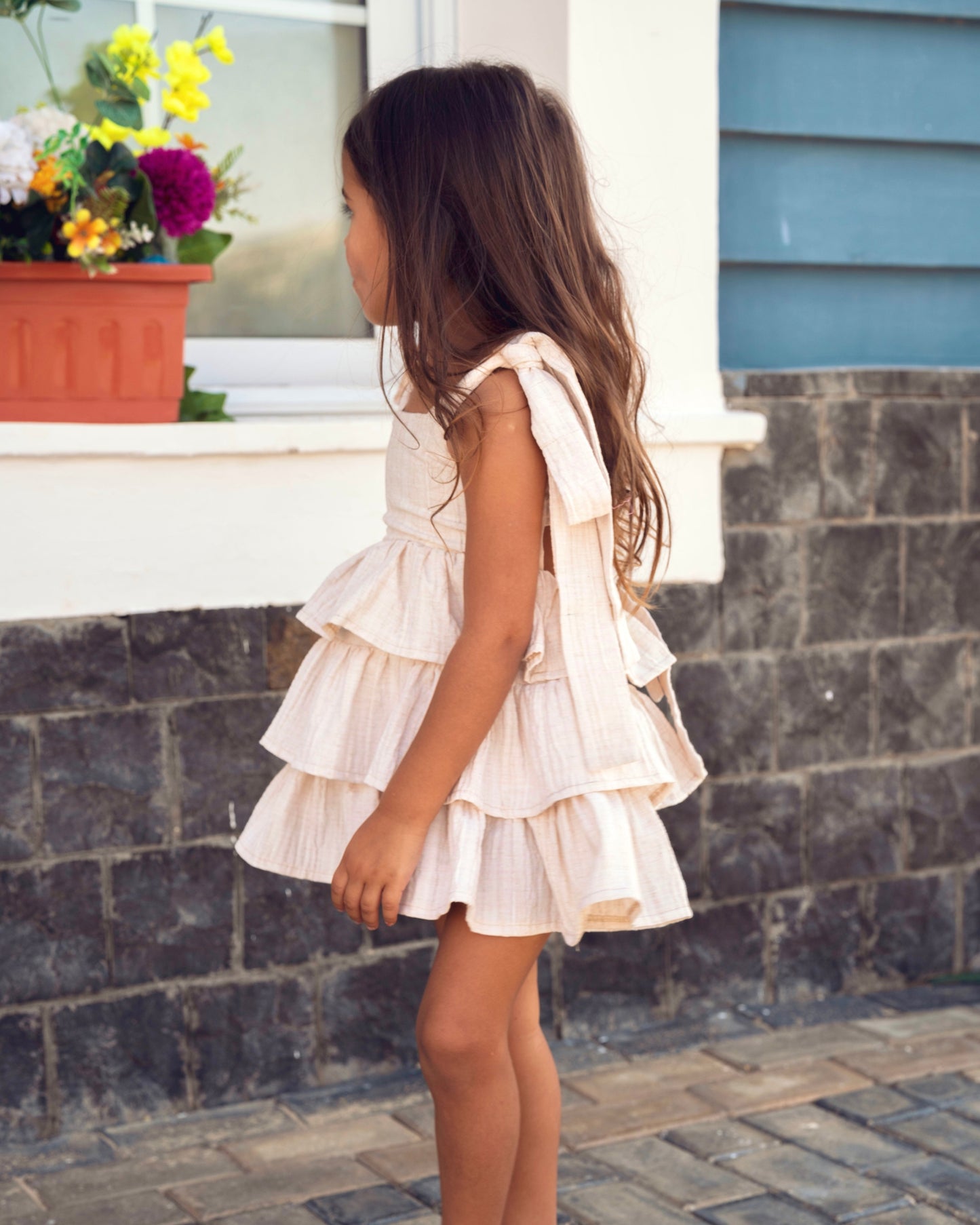 Ruffle Dress in Beige