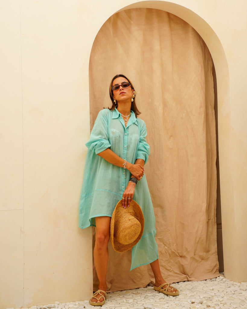 Shirt Cover-Up in Turquoise