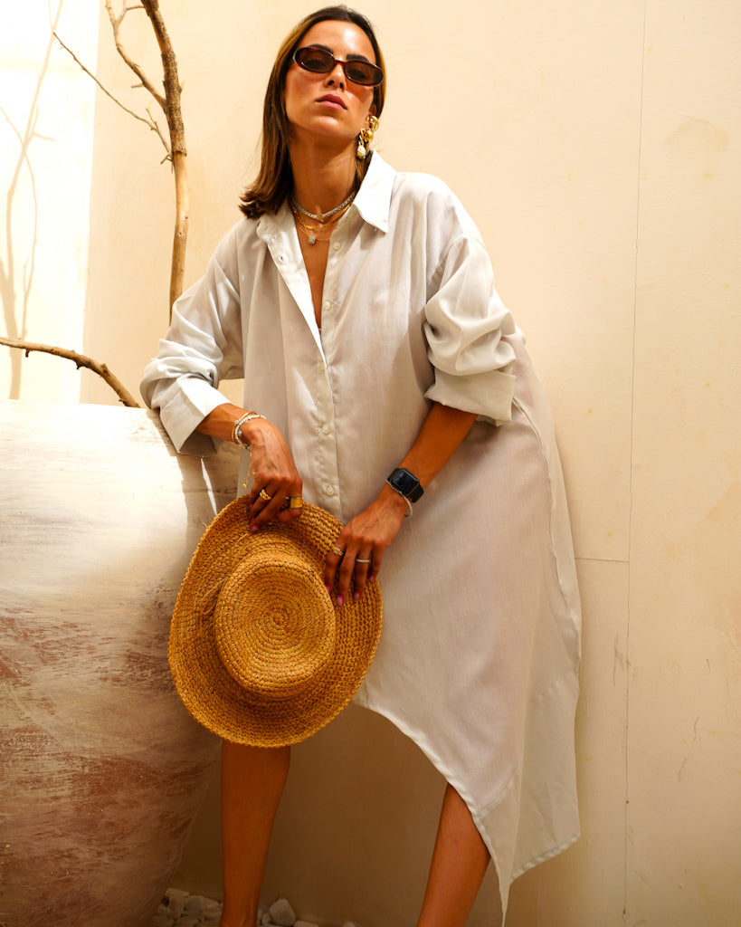 Shirt Cover-Up in Ivory Grey