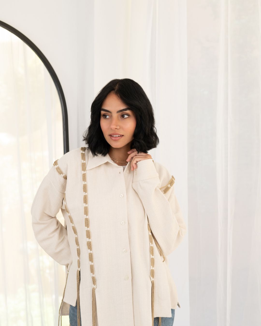 Cascade Shirt in Textured Beige