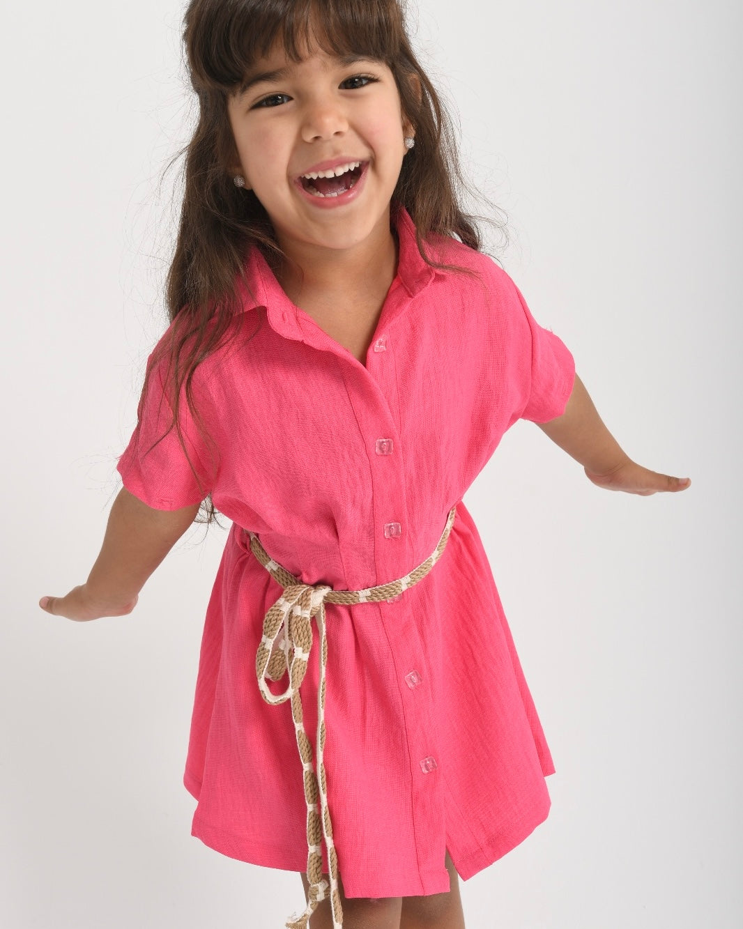 Multi-Way Linen Shirt Dress - Pink