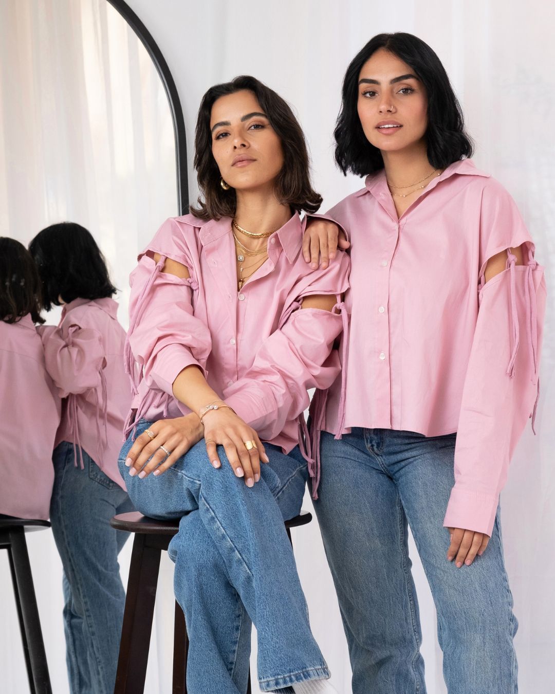 Tassel Shirt in Powder Pink