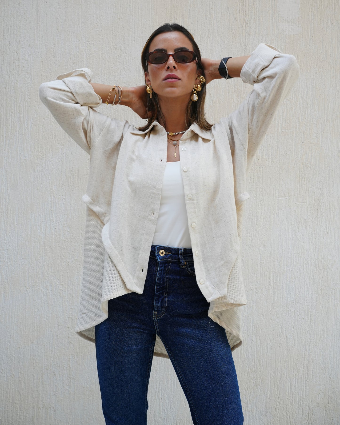 Split Beige Shirt