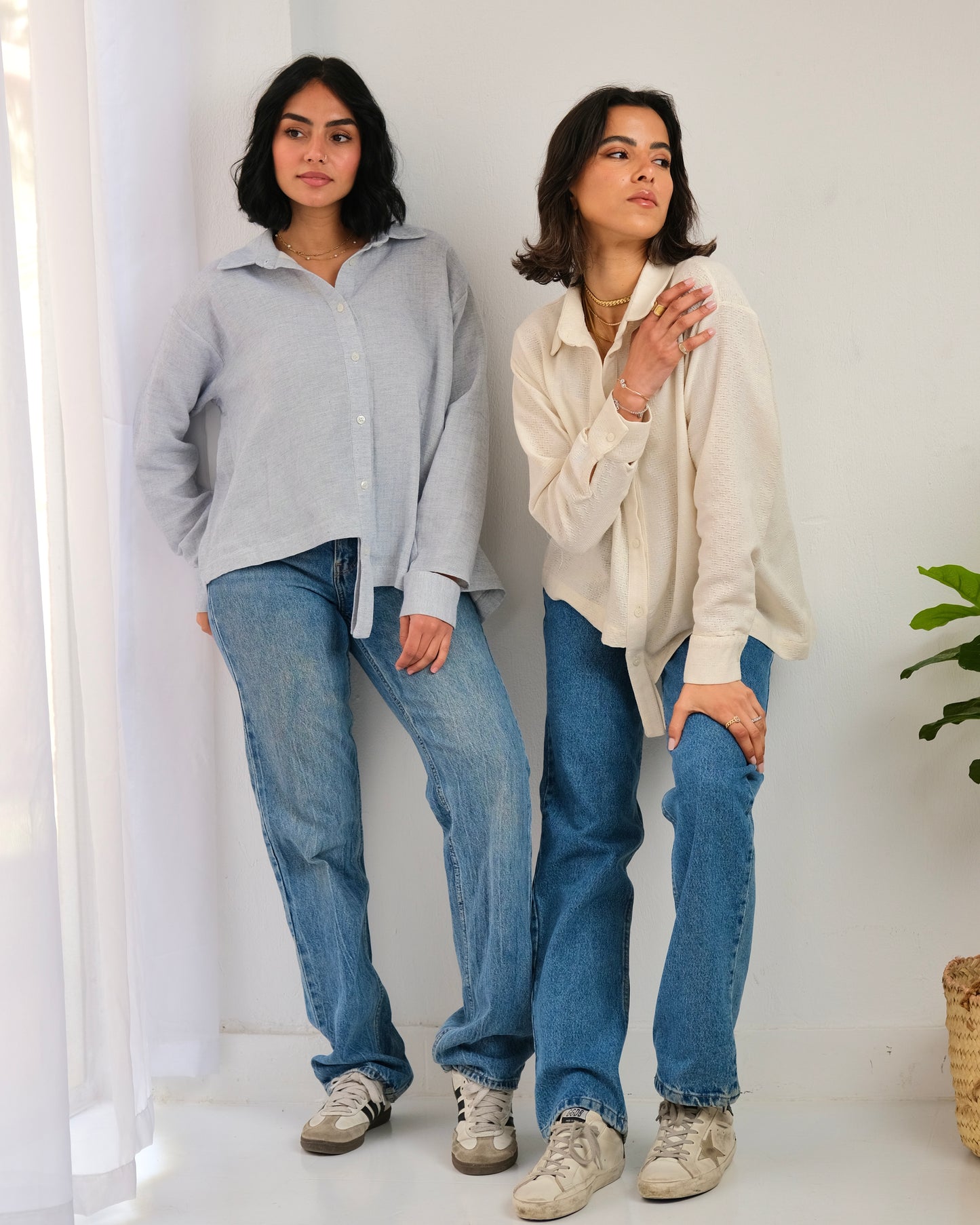 Asymmetric Striped Linen Shirt in Blue