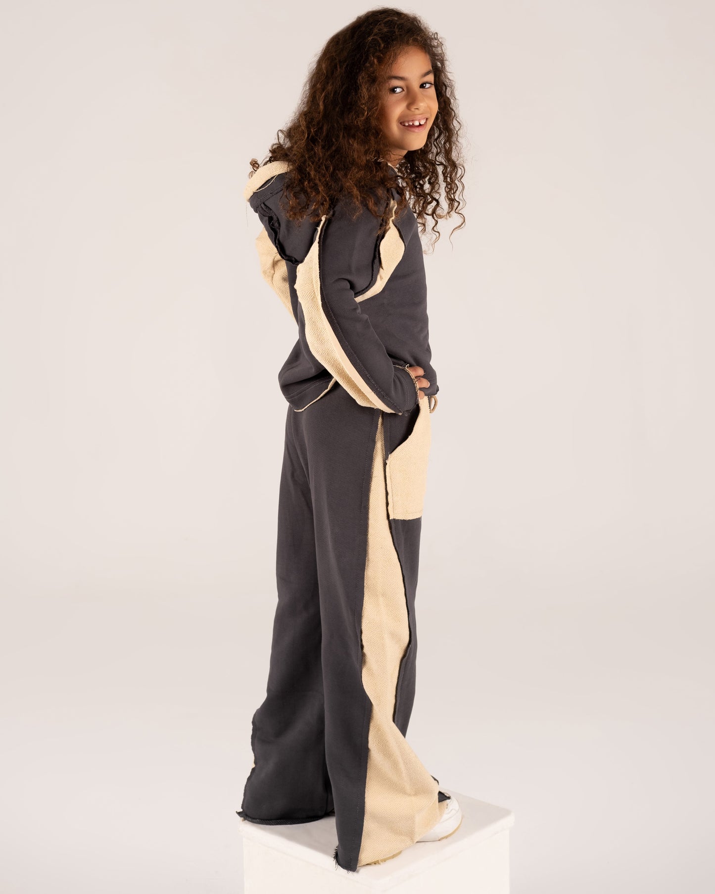 Unfinished Set in Charcoal & Beige - Girls