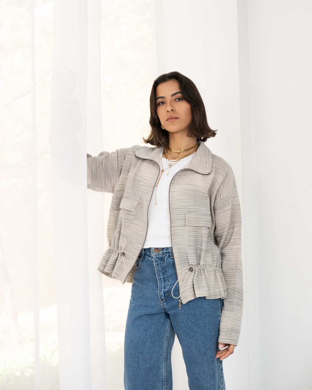 Mesh Jacket in Ash Grey