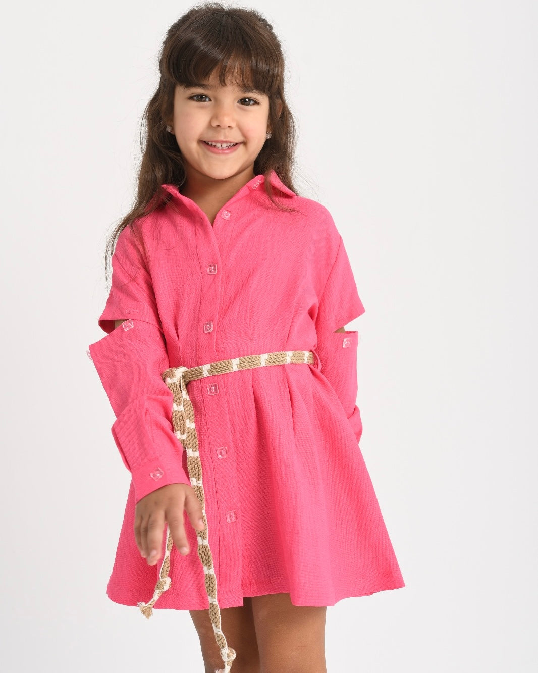 Multi-Way Linen Shirt Dress - Pink