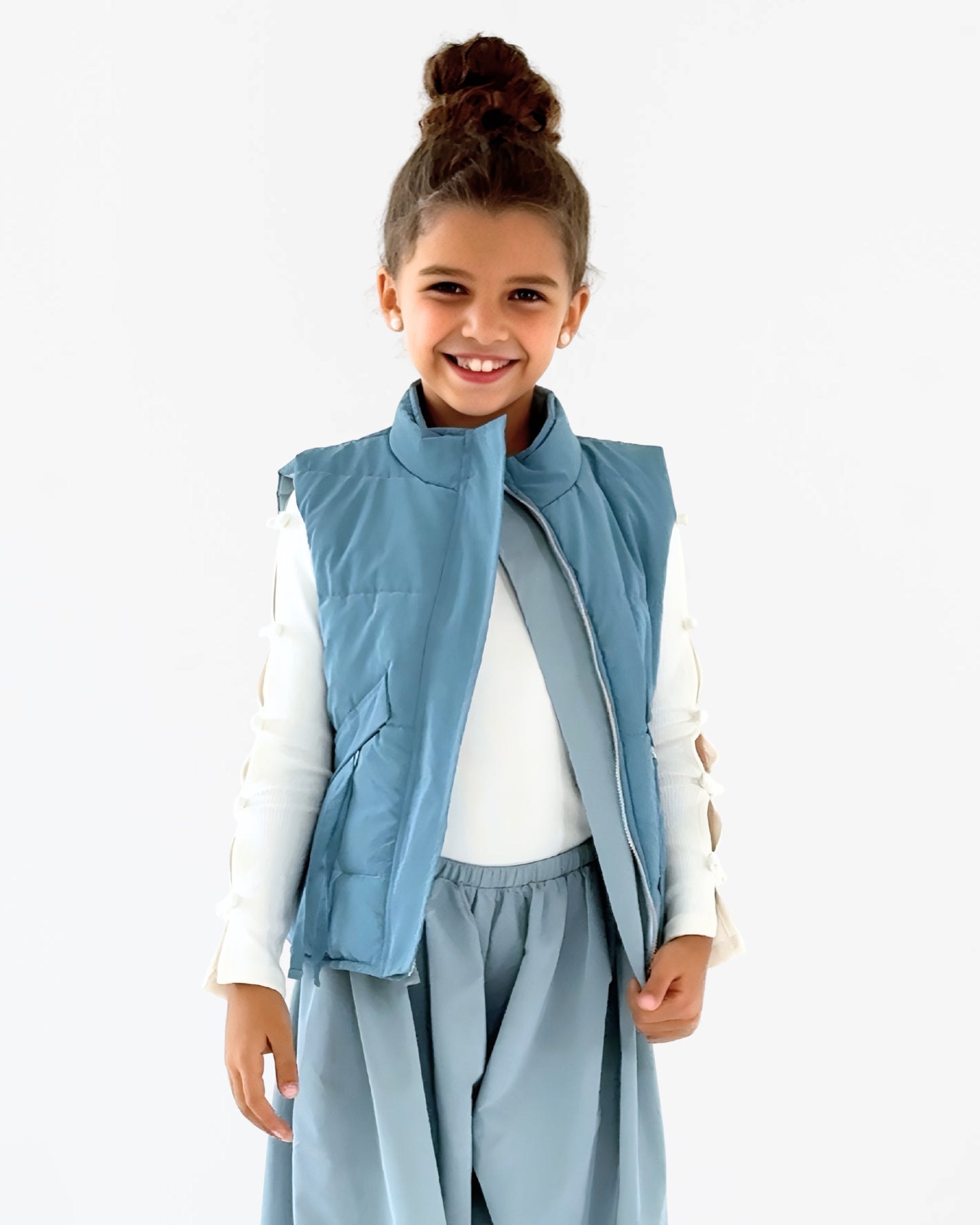 Reversible Puffer Vest – Blue Shades