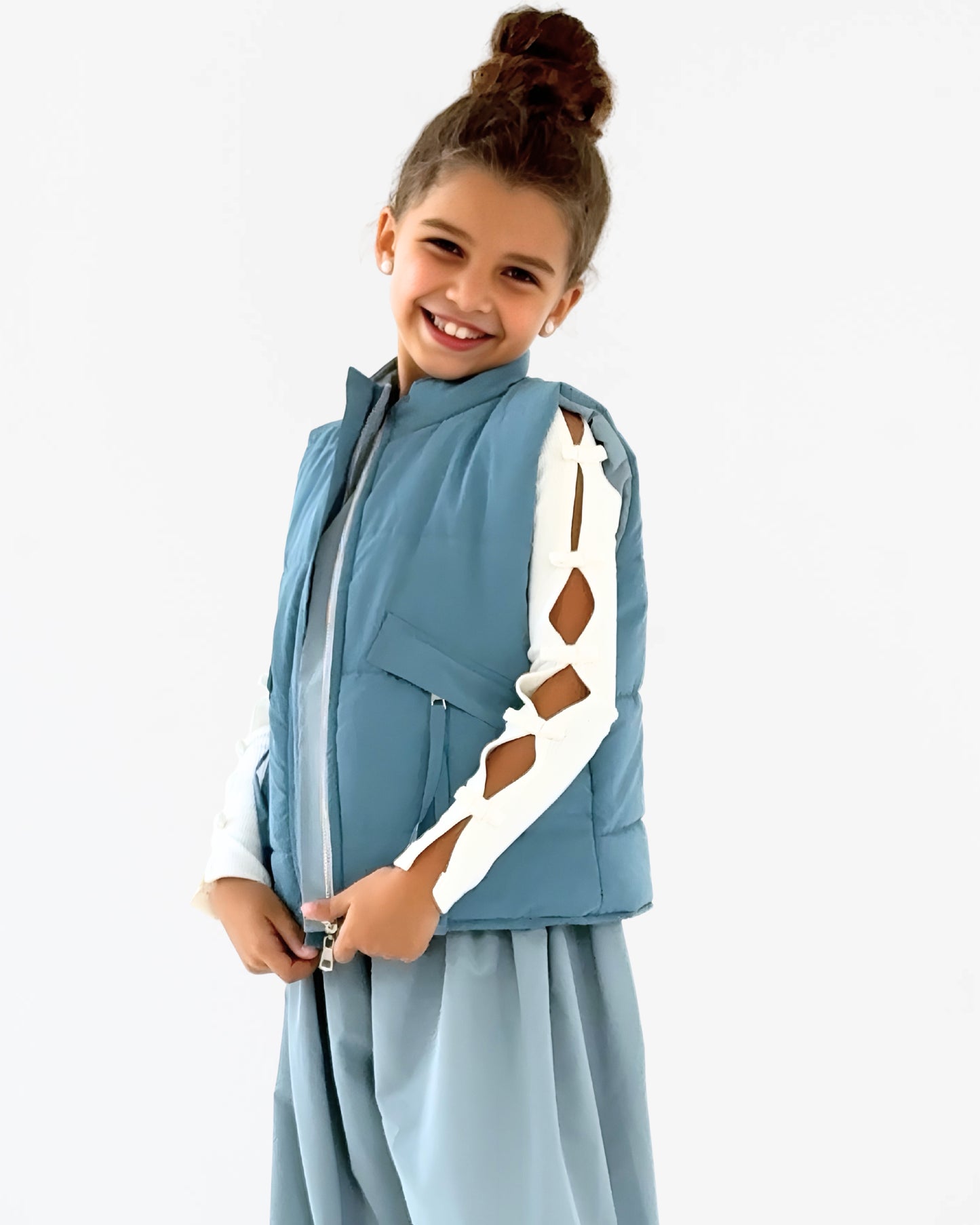 Reversible Puffer Vest – Blue Shades