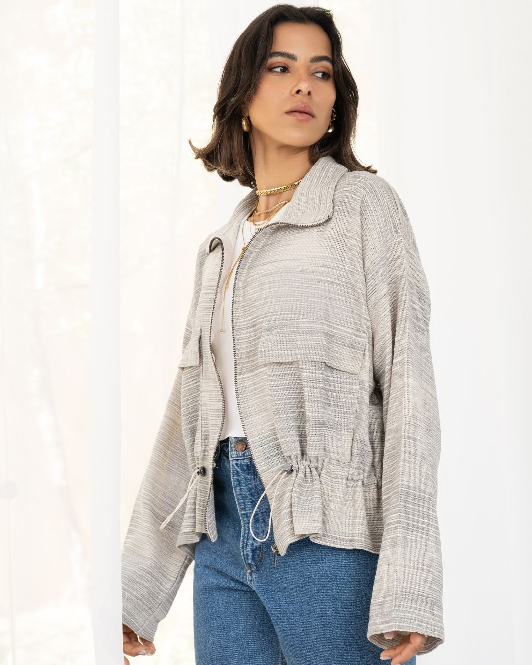 Mesh Jacket in Ash Grey
