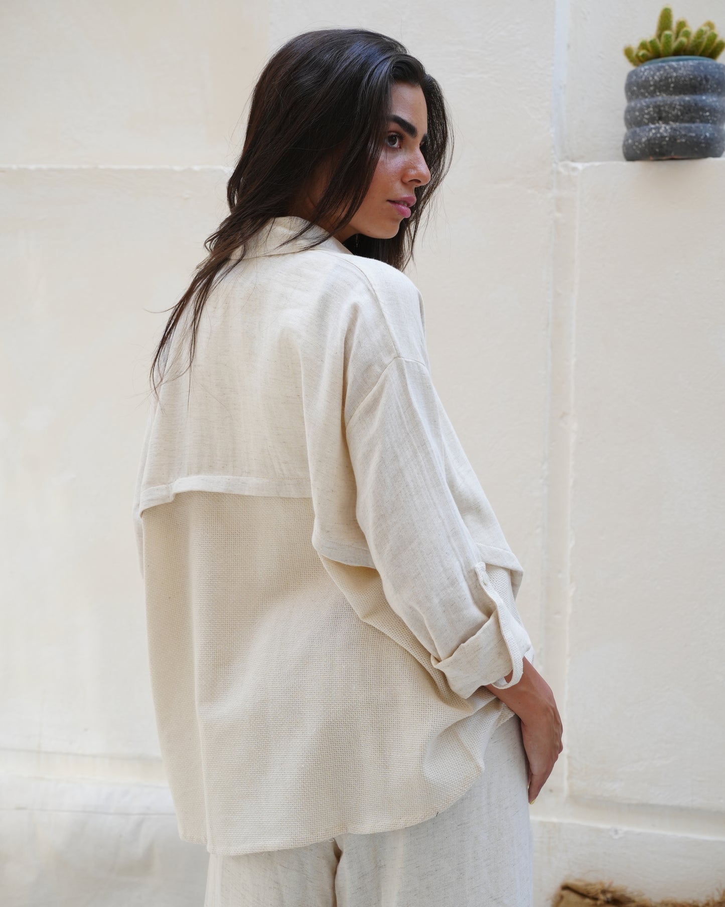 Split Beige Shirt