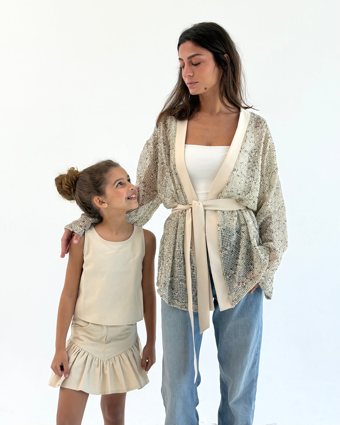 Belted Mesh Cardigan