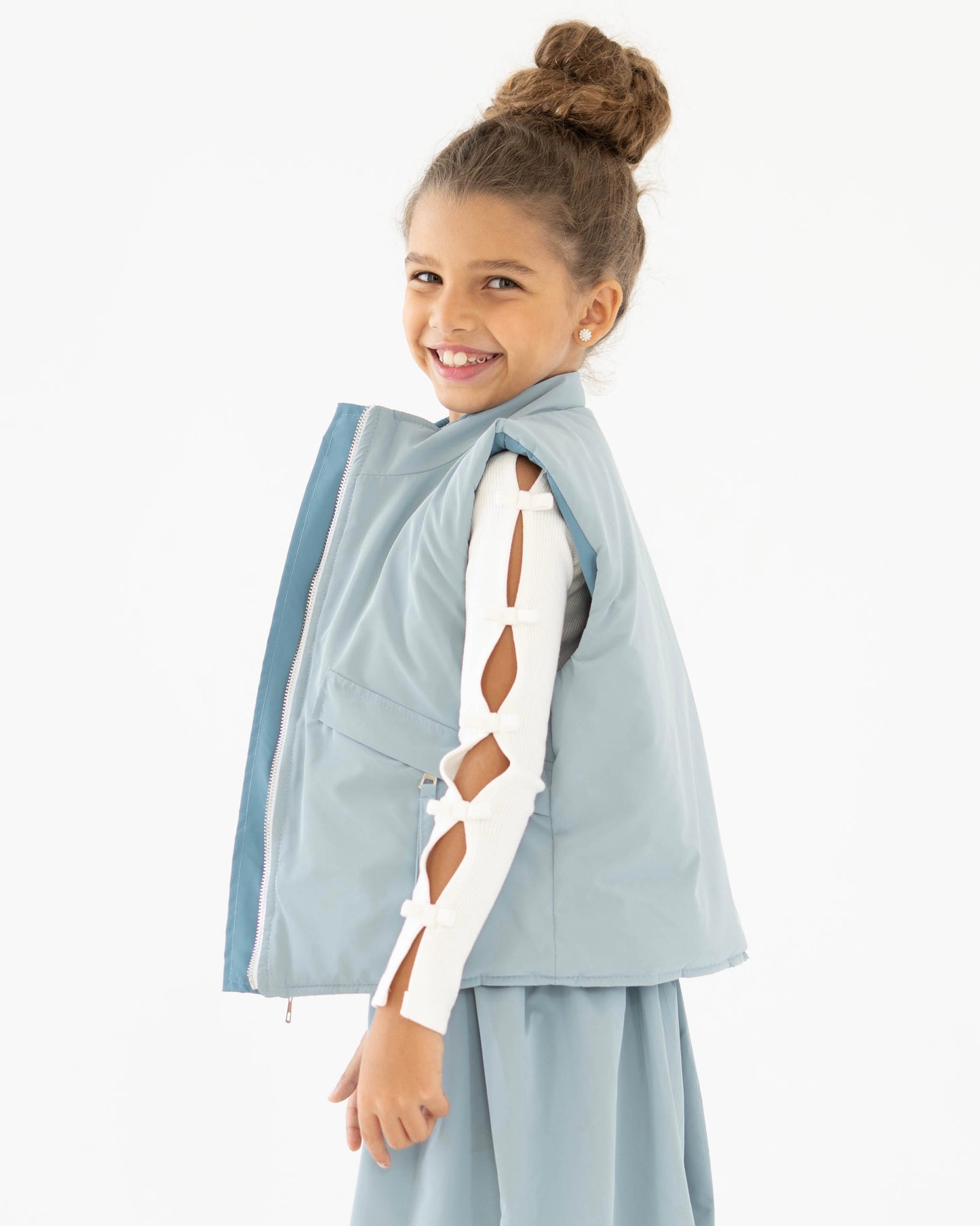 Reversible Puffer Vest – Blue Shades