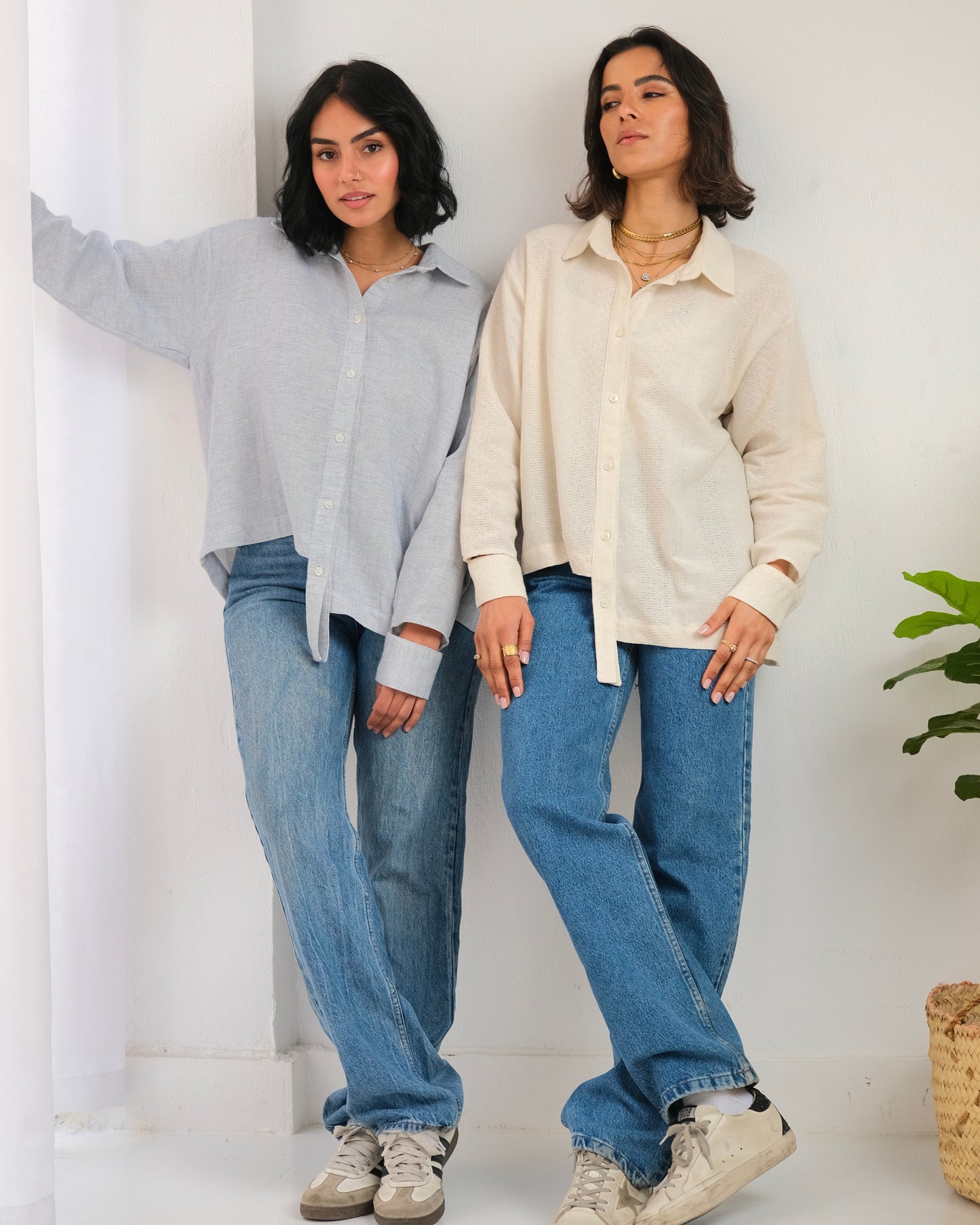 Asymmetric Striped Linen Shirt in Blue