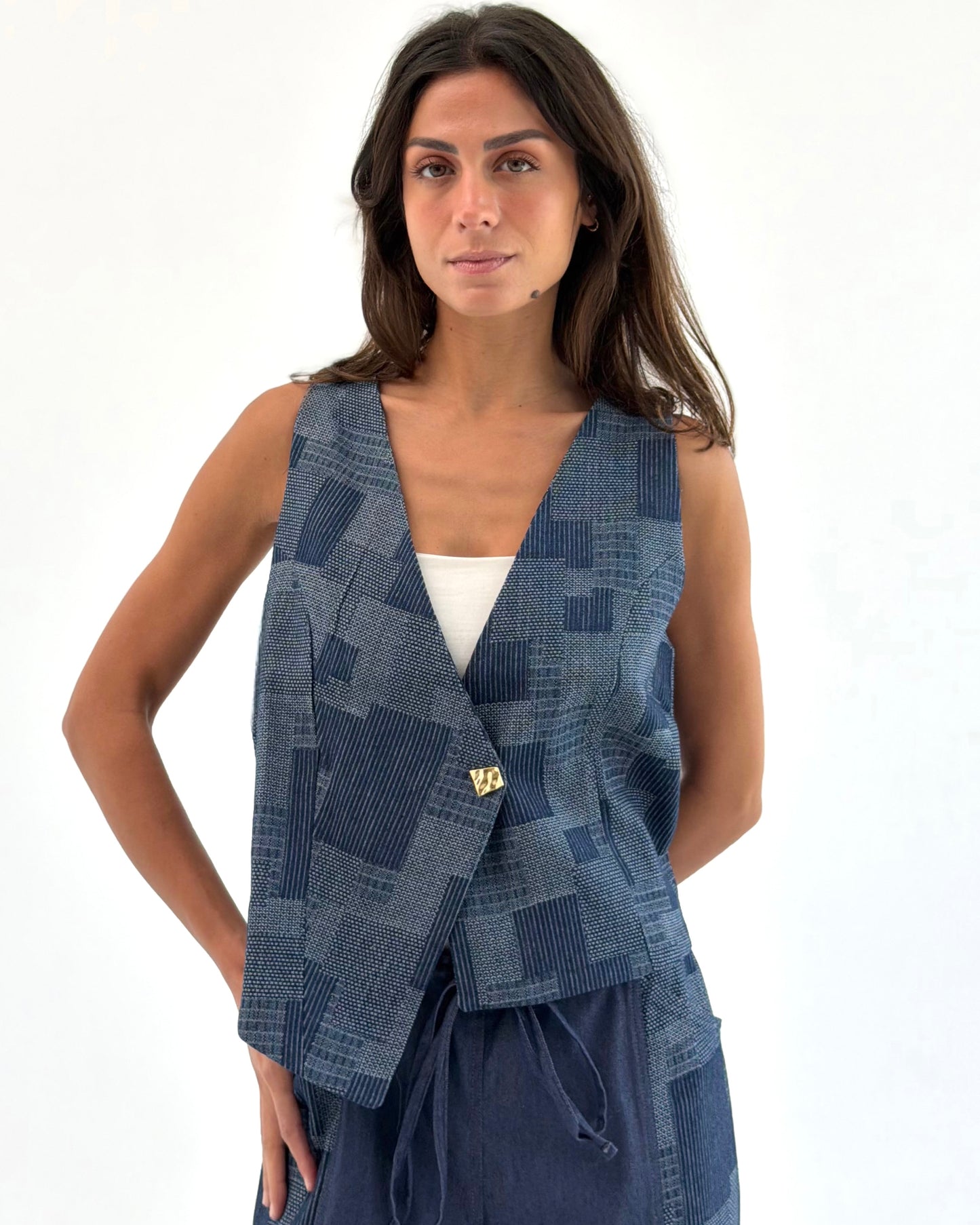 Patchwork Denim Vest