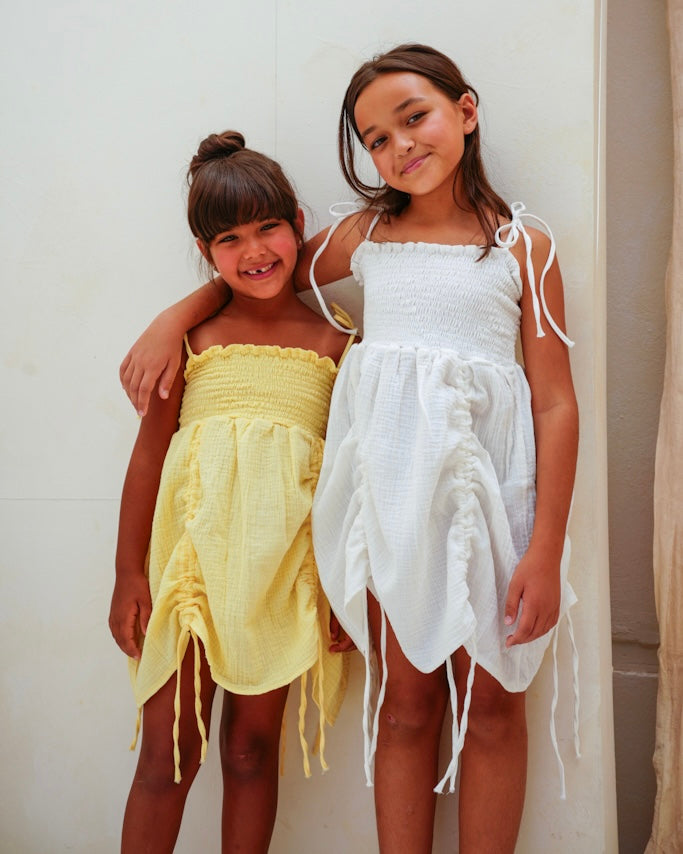 Drawstring Dress in Yellow
