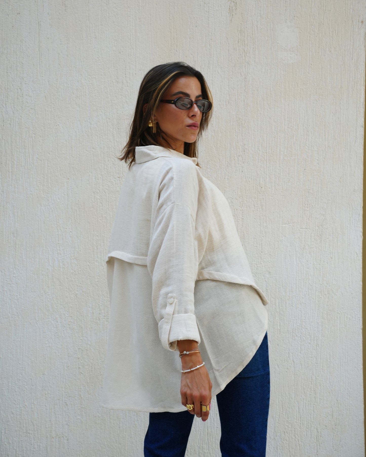 Split Beige Shirt
