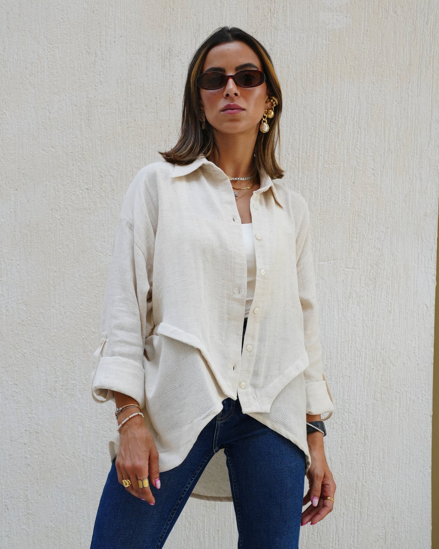 Split Beige Shirt