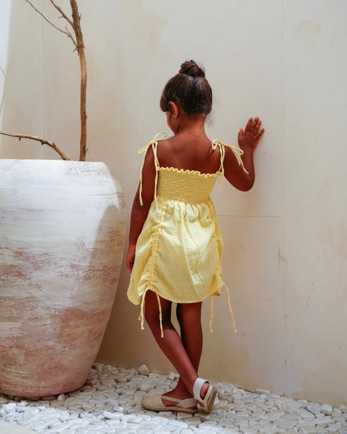 Drawstring Dress in Yellow