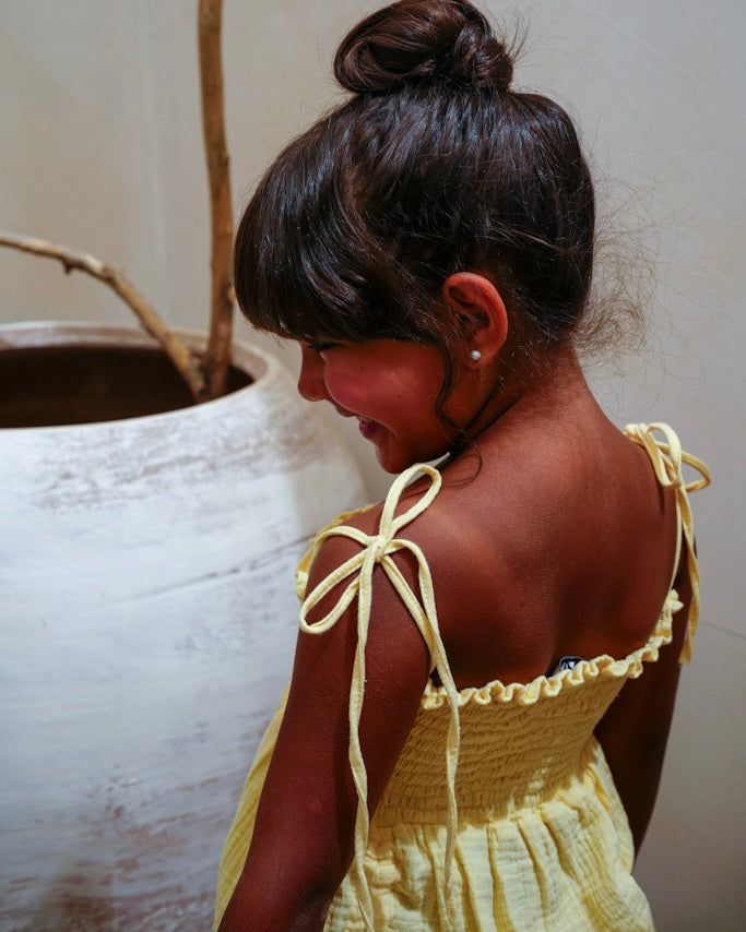 Drawstring Dress in Yellow