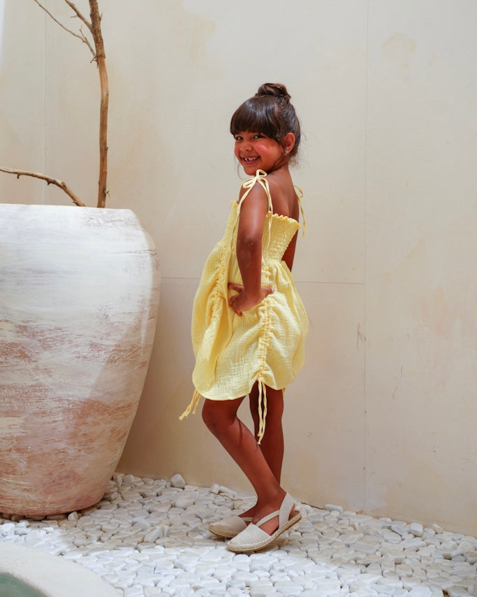 Drawstring Dress in Yellow