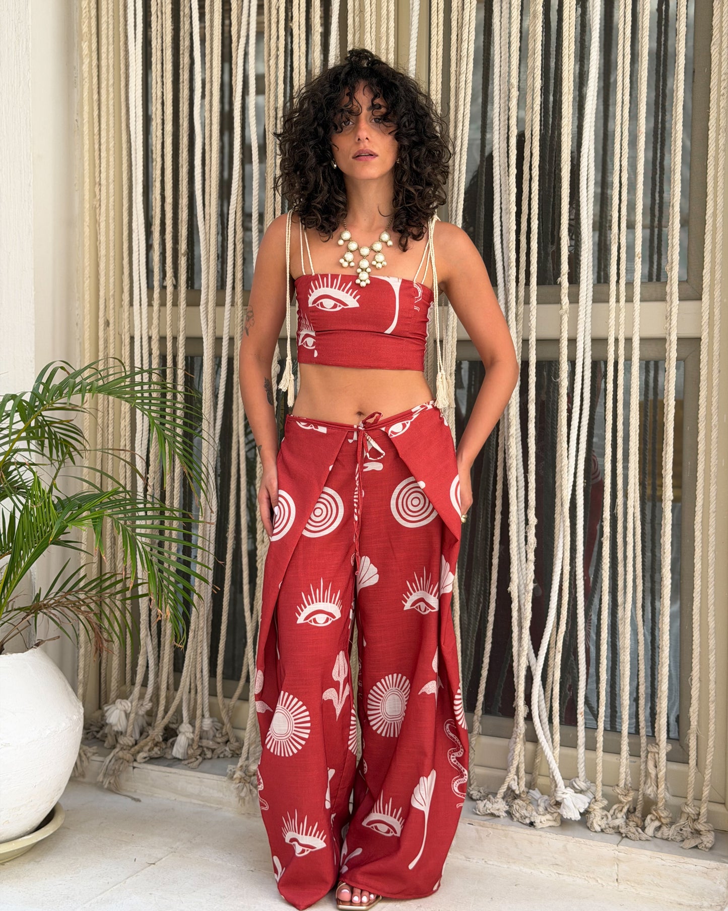 Wrap Pants - Ember Red