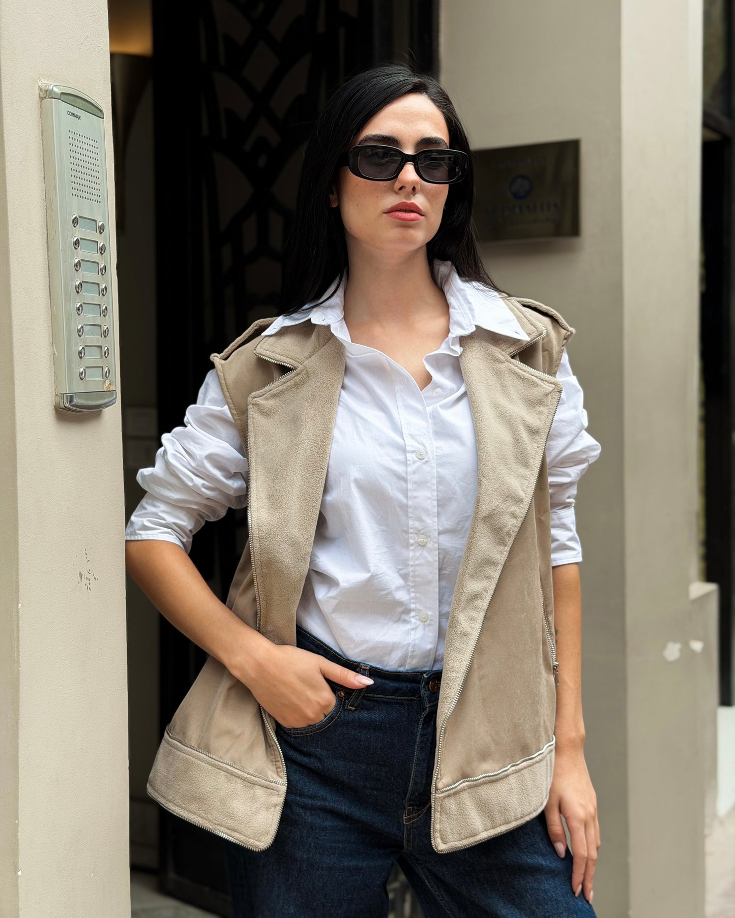 Zip Vest in Sandstone