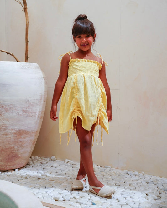 Drawstring Dress in Yellow