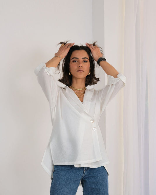 Side Wrap Shirt in White