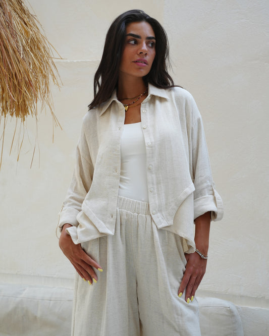Split Beige Shirt