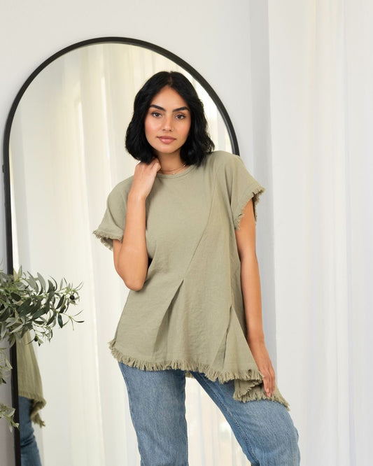 Frayed Edges Top - Short Sleeve