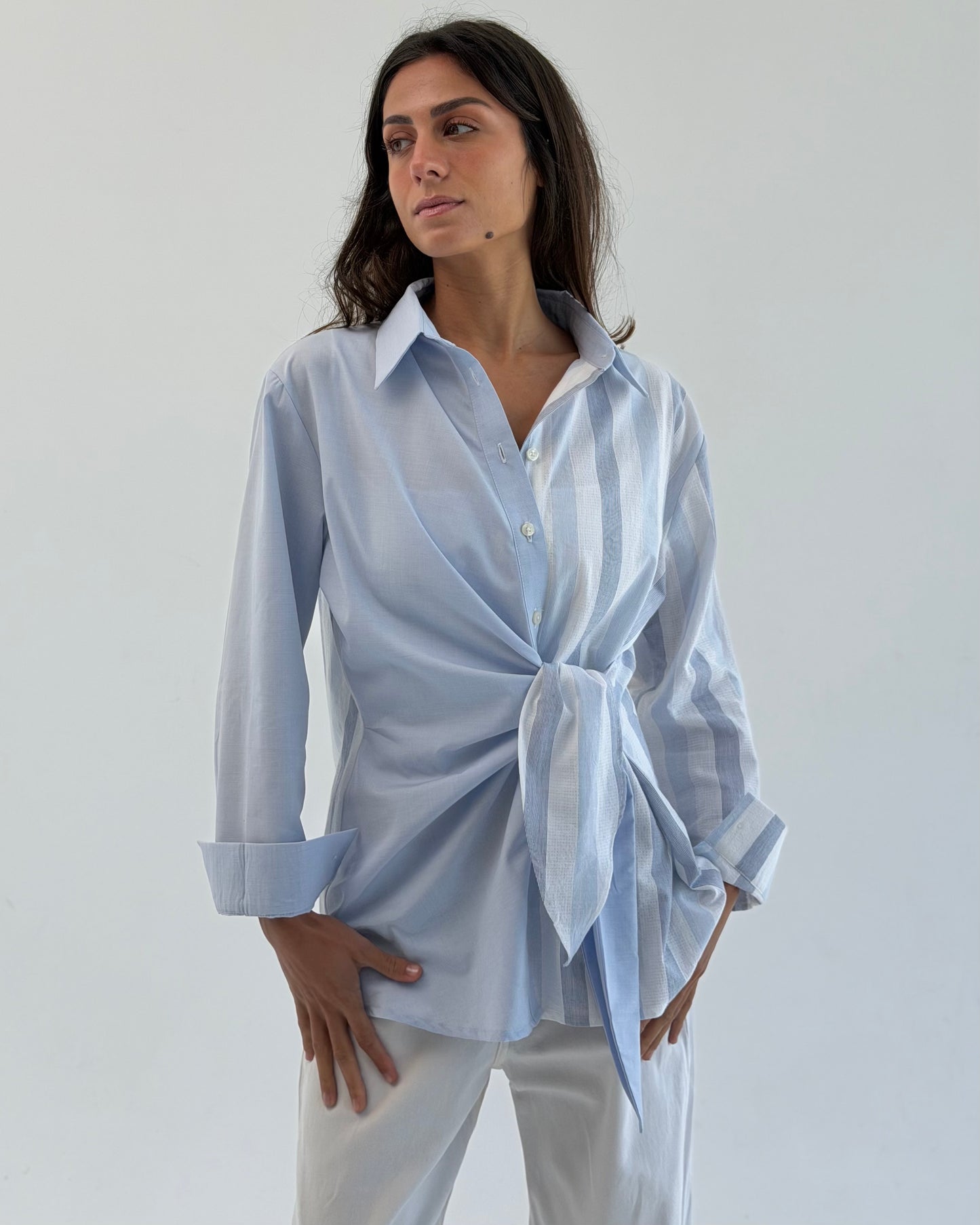 Tie-front Striped Shirt