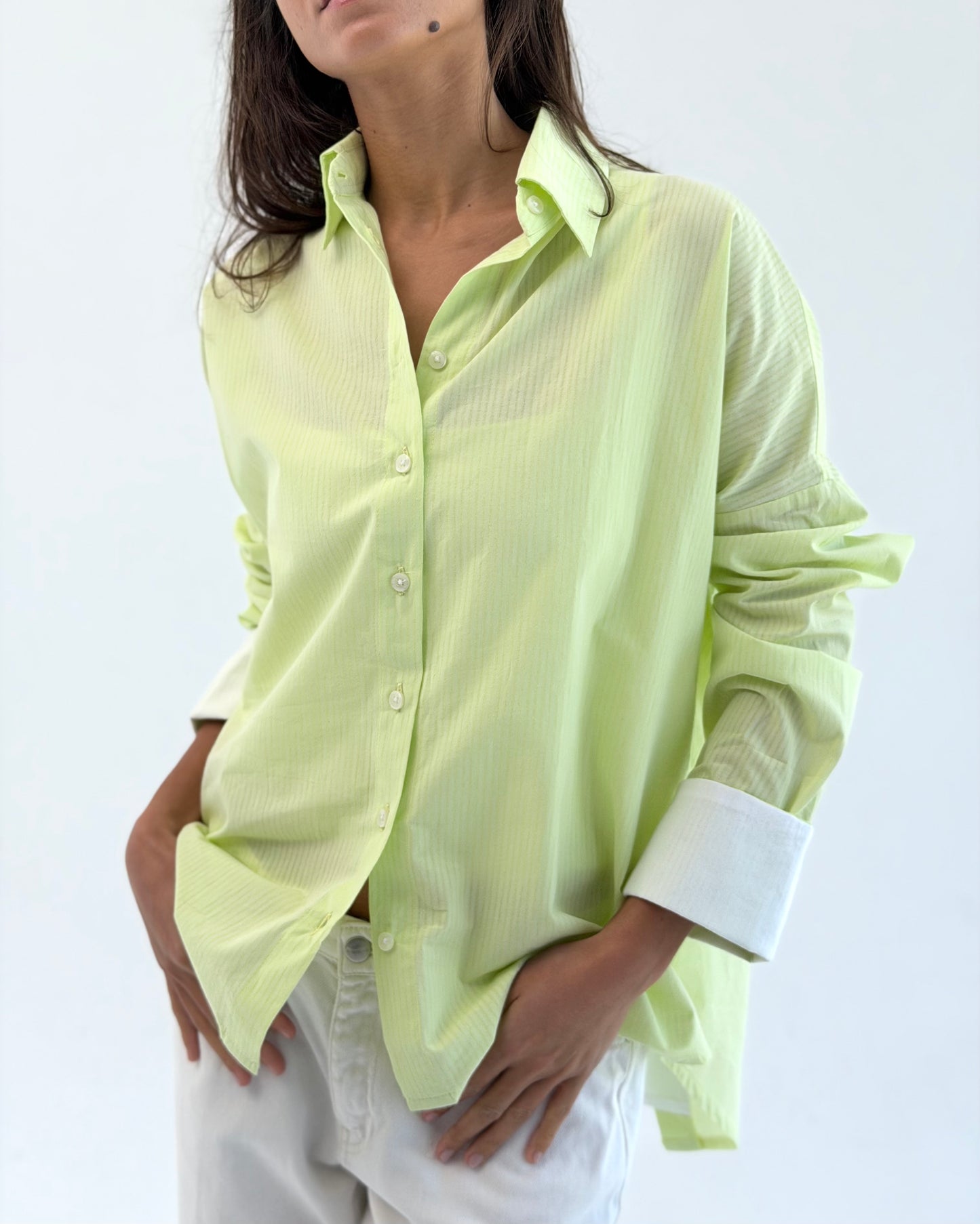 Layered Back Shirt - Lime