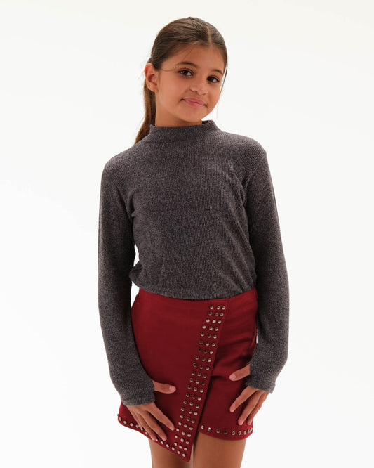Knit Ribbed Top in Grey