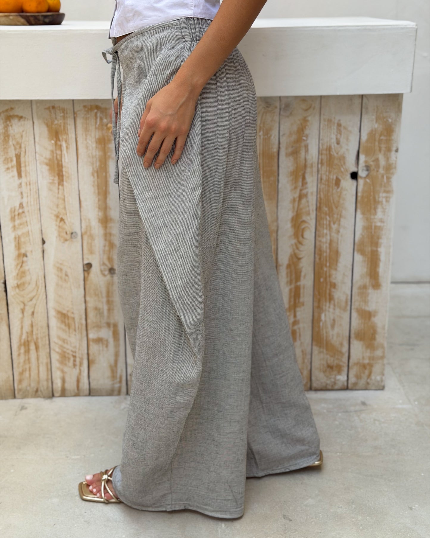 Wrap Pants - Stone Stripes