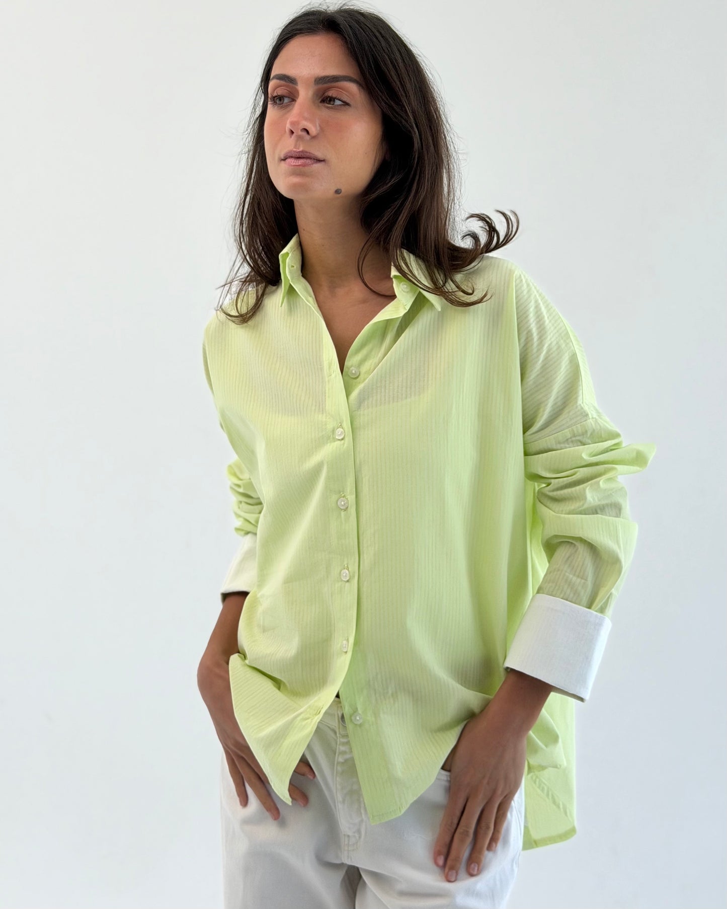 Layered Back Shirt - Lime