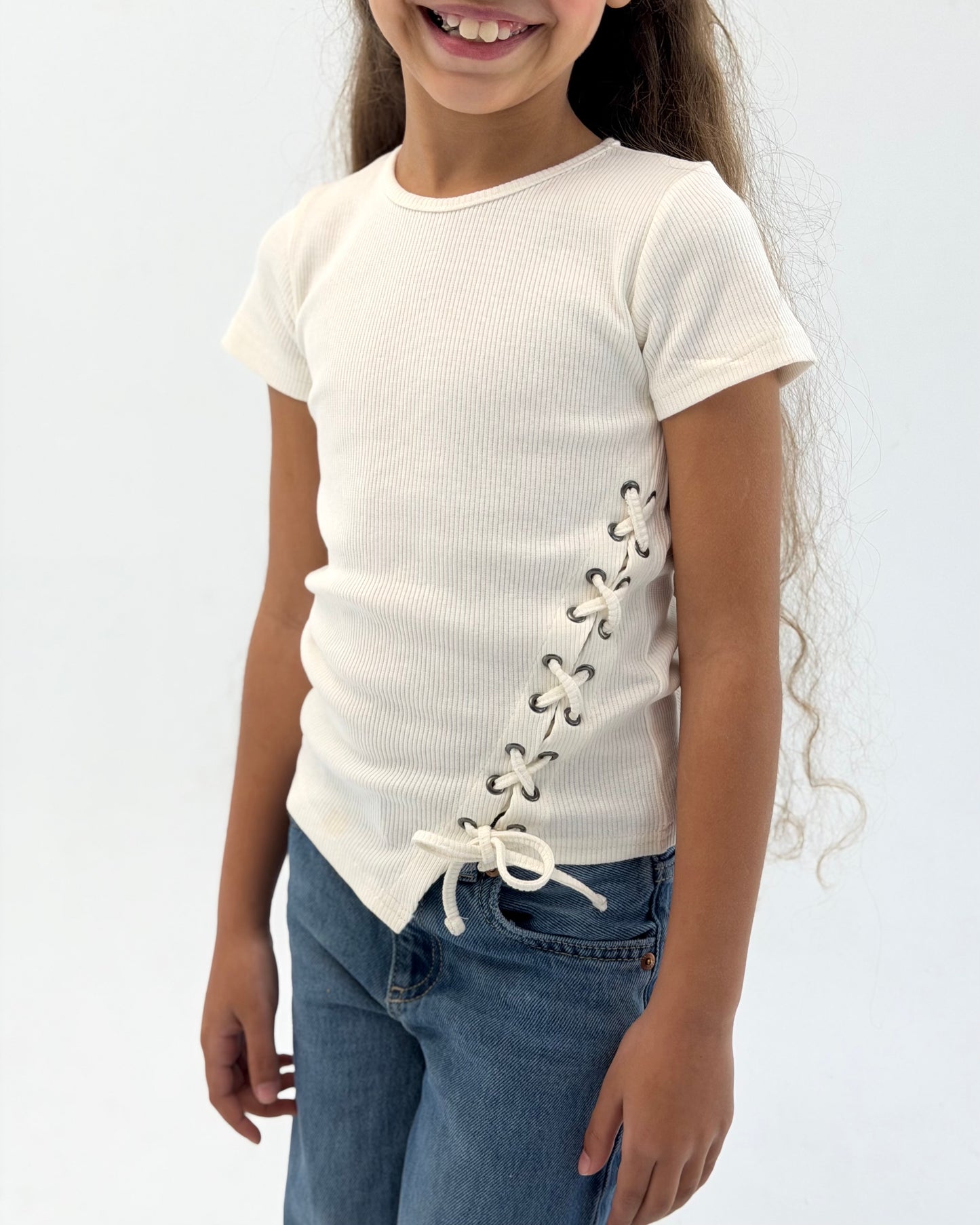 Ribbed Lace-up Tee