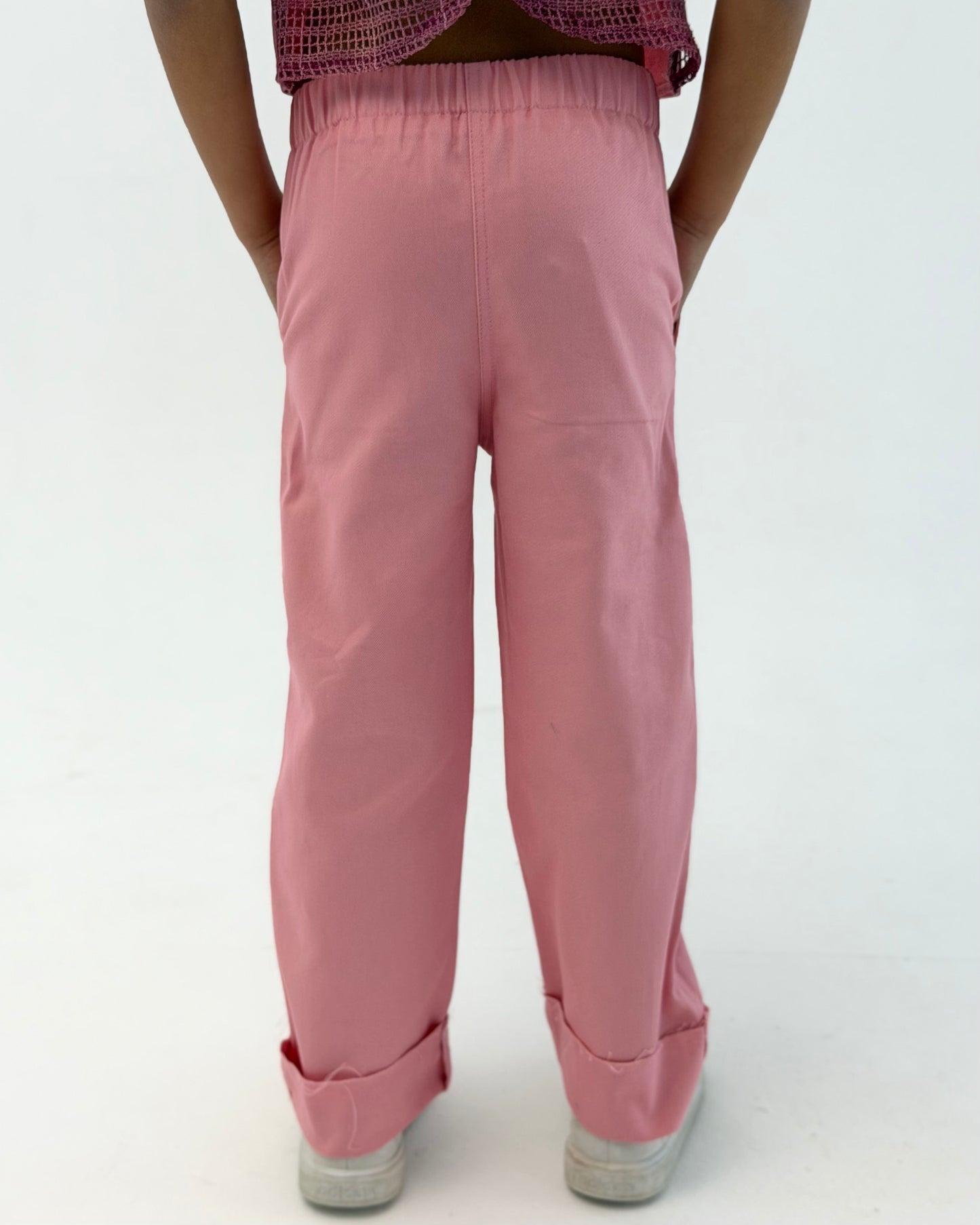 Drawstring Cuffed Pants - Pink