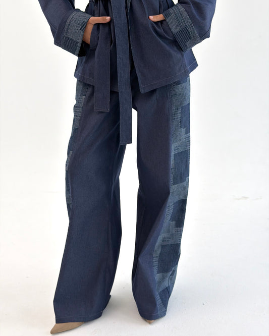 Patchwork Wide-Leg Jeans