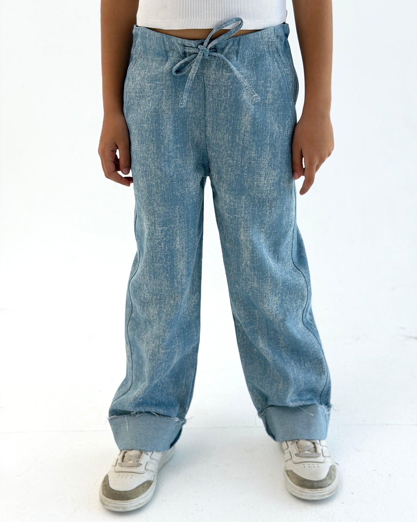 Drawstring Cuffed Jeans